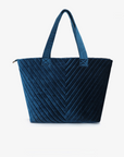AERIN VELVET QUILTED TOTE TEAL
