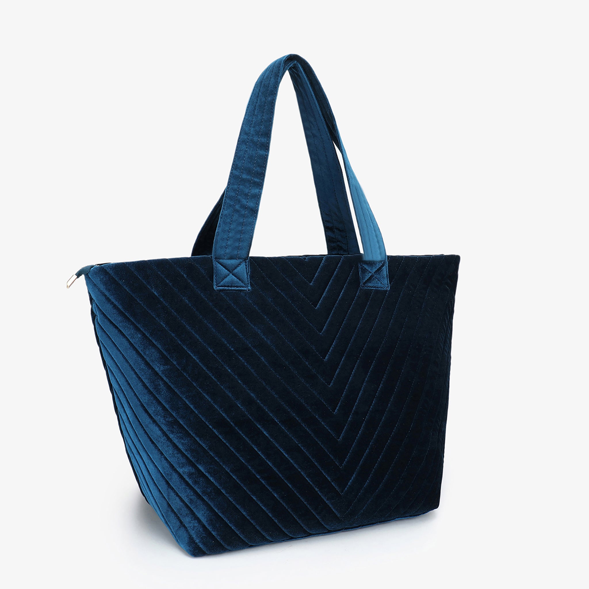 AERIN VELVET QUILTED TOTE TEAL