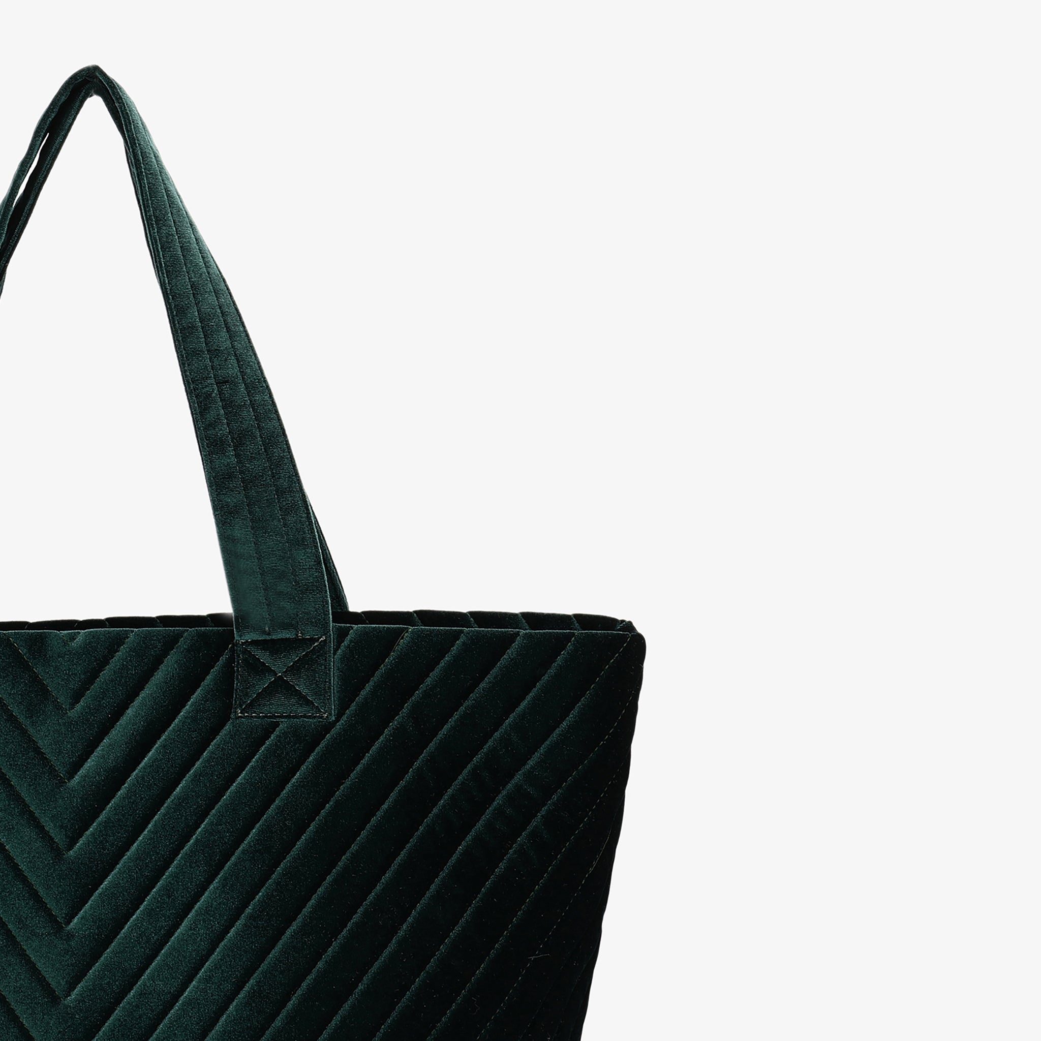 AERIN VELVET QUILTED TOTE EMERALD