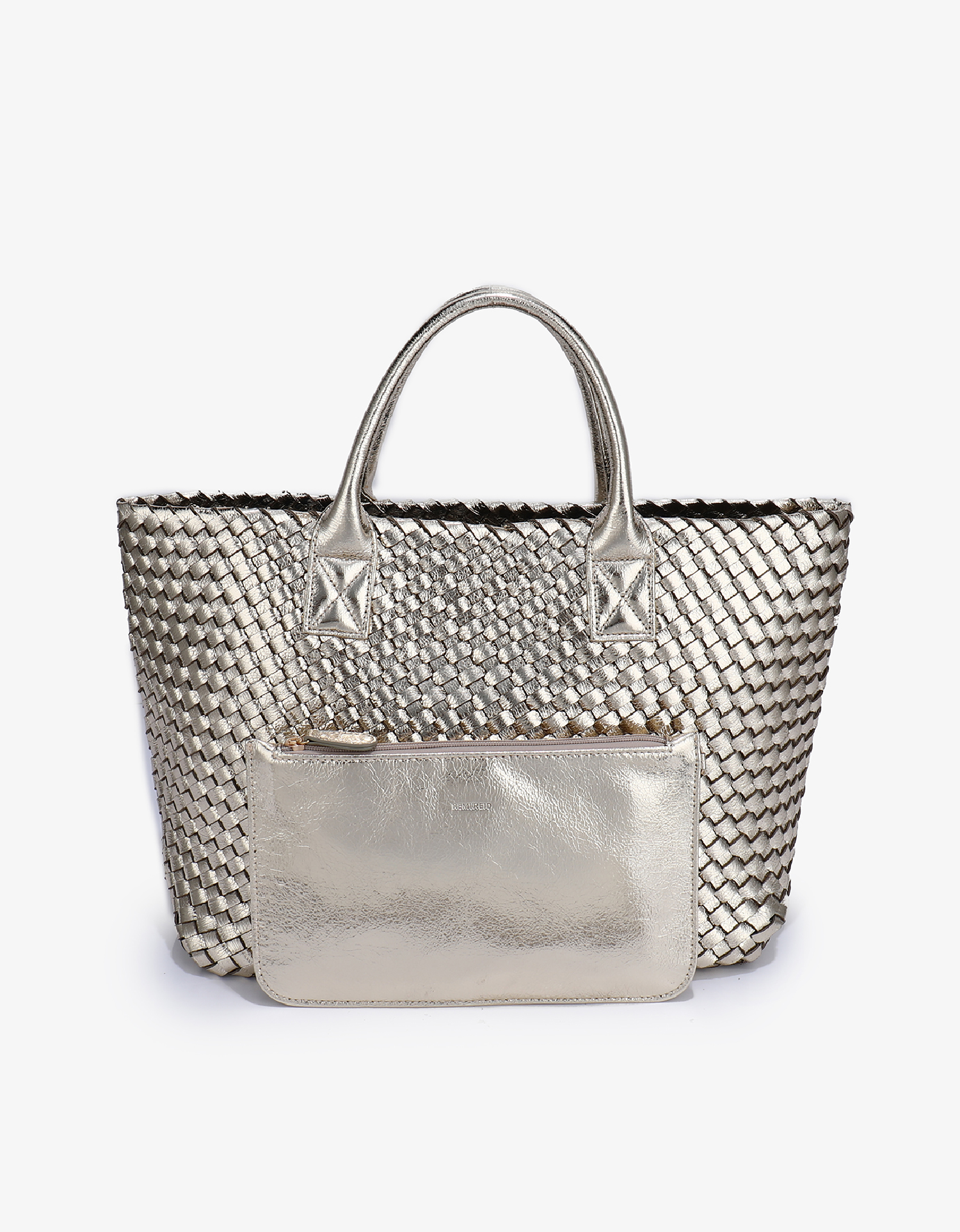 BELLO WOVEN TOTE HI SHINE PLATINUM