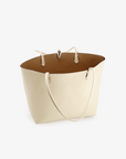 Spacious reversible Remi and Reid tote with cream and taupe colorway