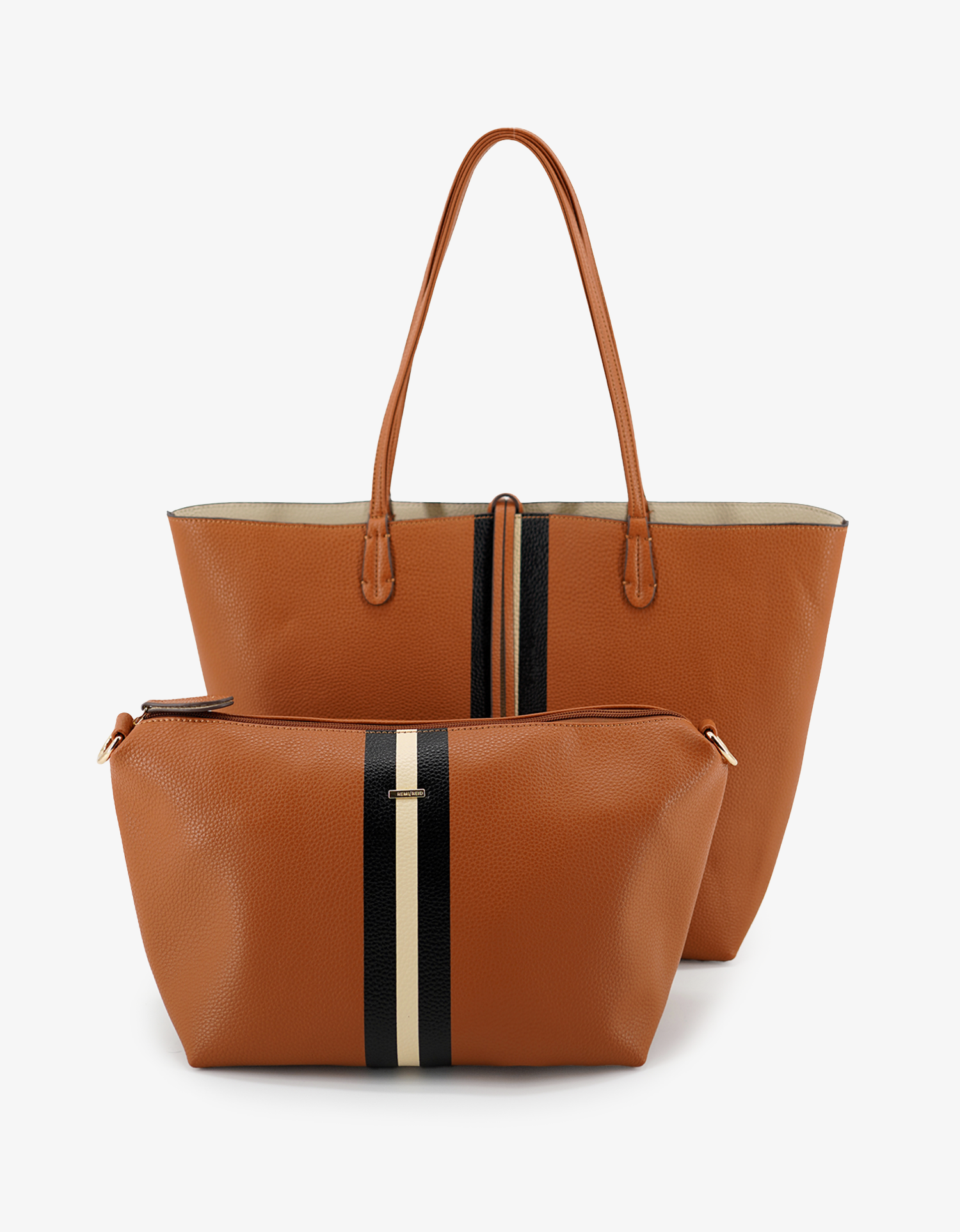 DEPARTURE TOTE STRIPE CAMEL/CREAM