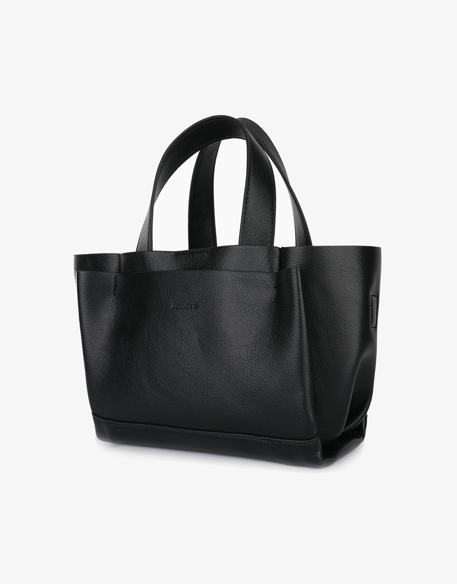 Black mini tote bag with front pocket design_Remi and Reid