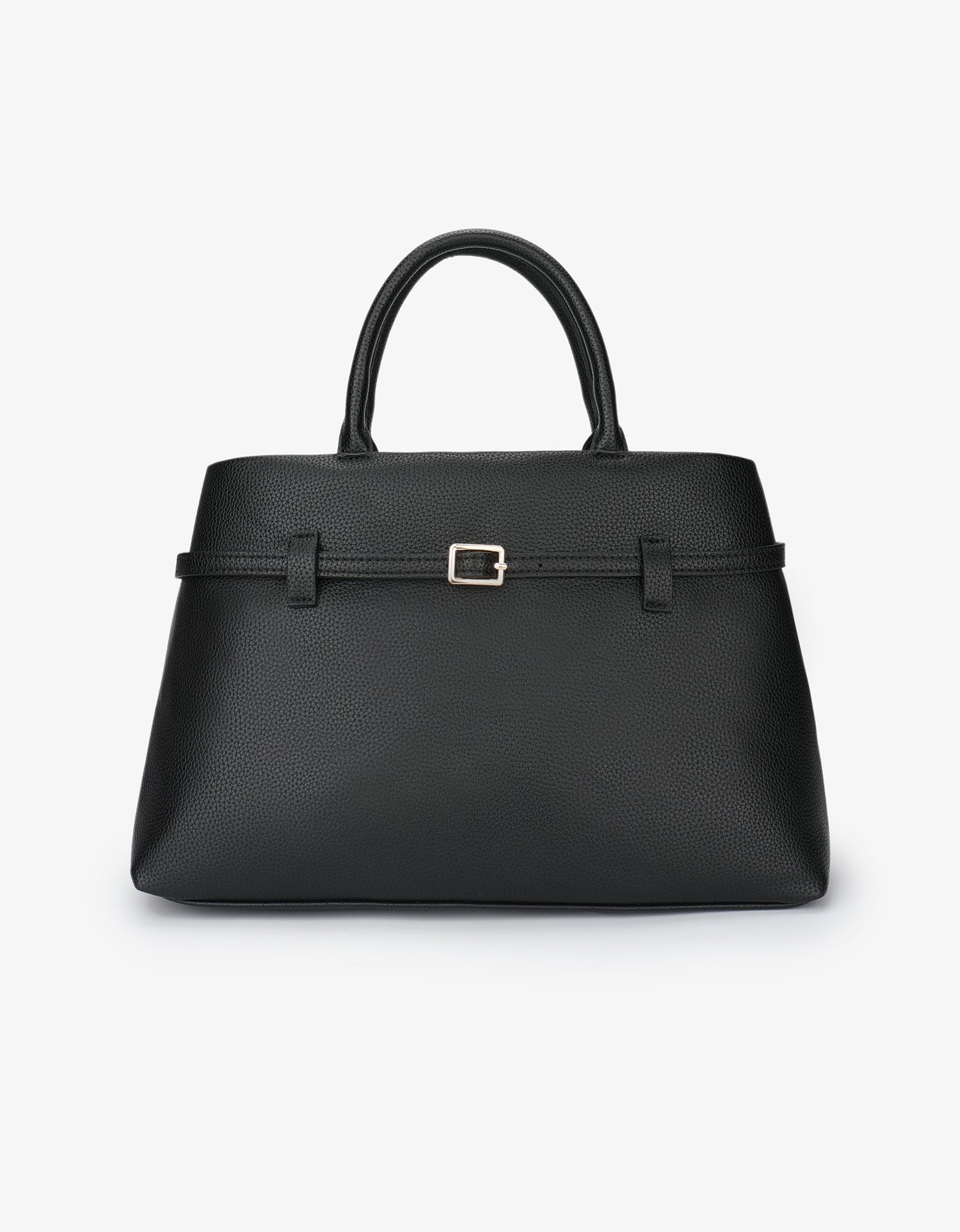 Black handbag with a buckle_Remi and Reid