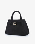 Elegant black faux suede mini doctor handbag_Remi and Reid