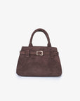 Brown handbag with buckle detailing_Remi and Reid