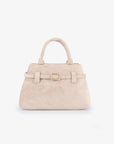 Beige handbag with a gold buckle detailing_Remi and Reid
