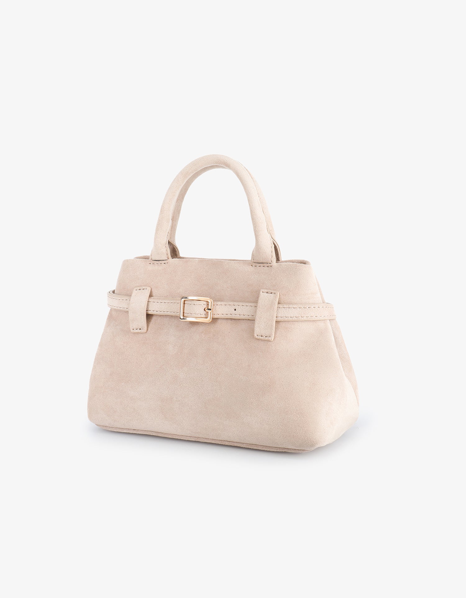 Elegant neutral cream faux suede mini doctor bag_Remi and Reid