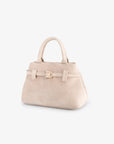 Elegant neutral cream faux suede mini doctor bag_Remi and Reid