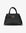 Black handbag with a gold buckle and strap handle_Remi and Reid