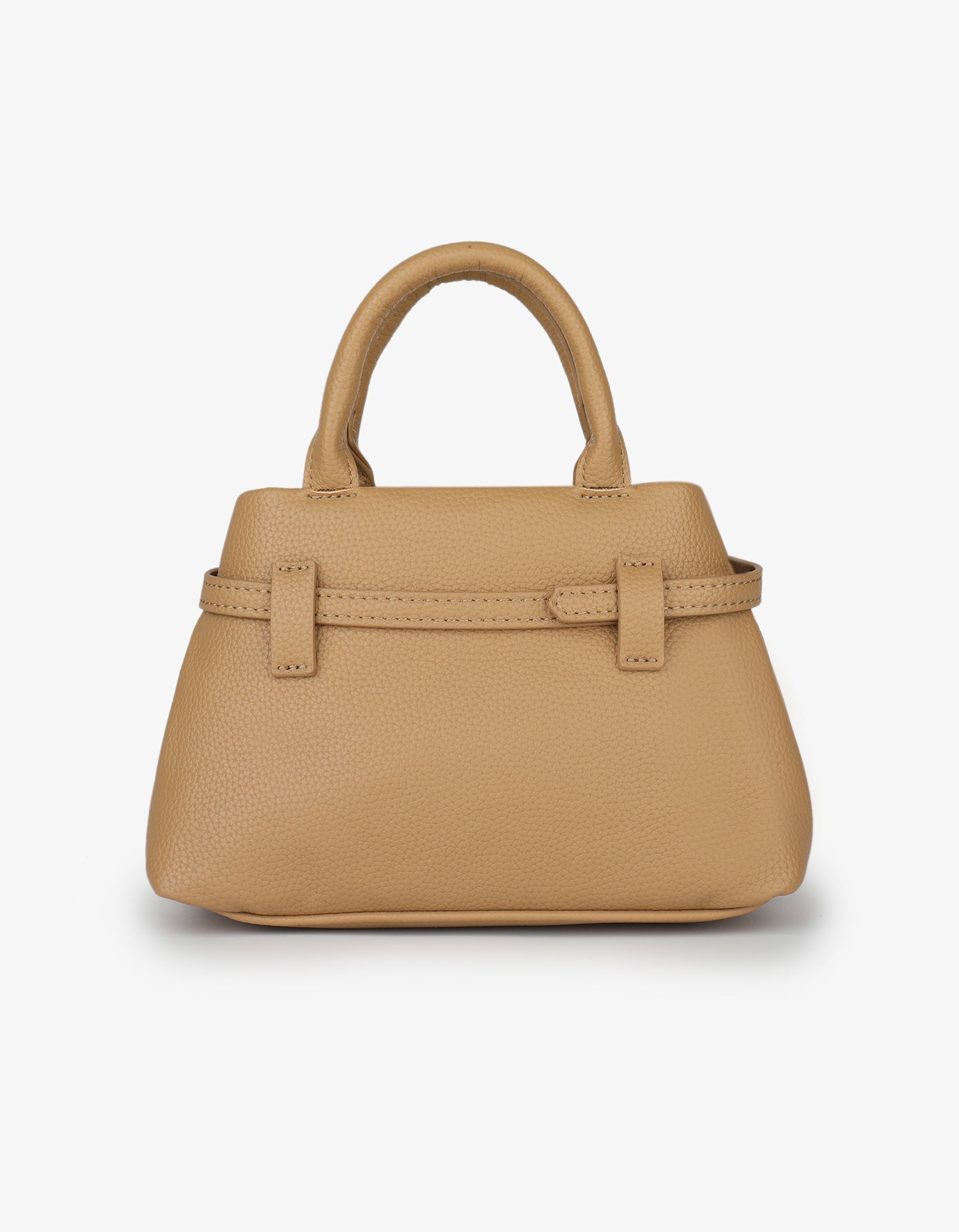 back view of light tan handbag with a strap_Remi and Reid