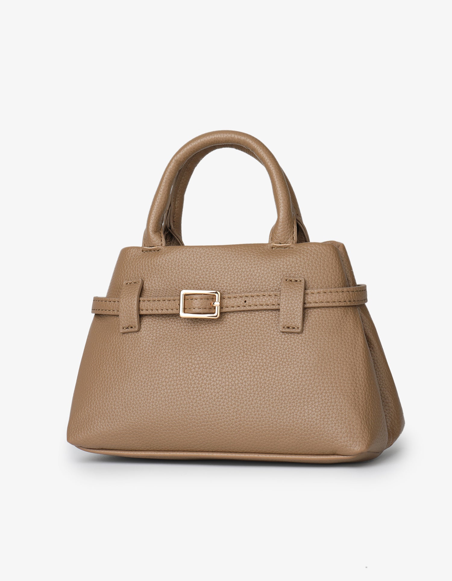 Taupe Beige handbag with a buckle_Remi and Reid