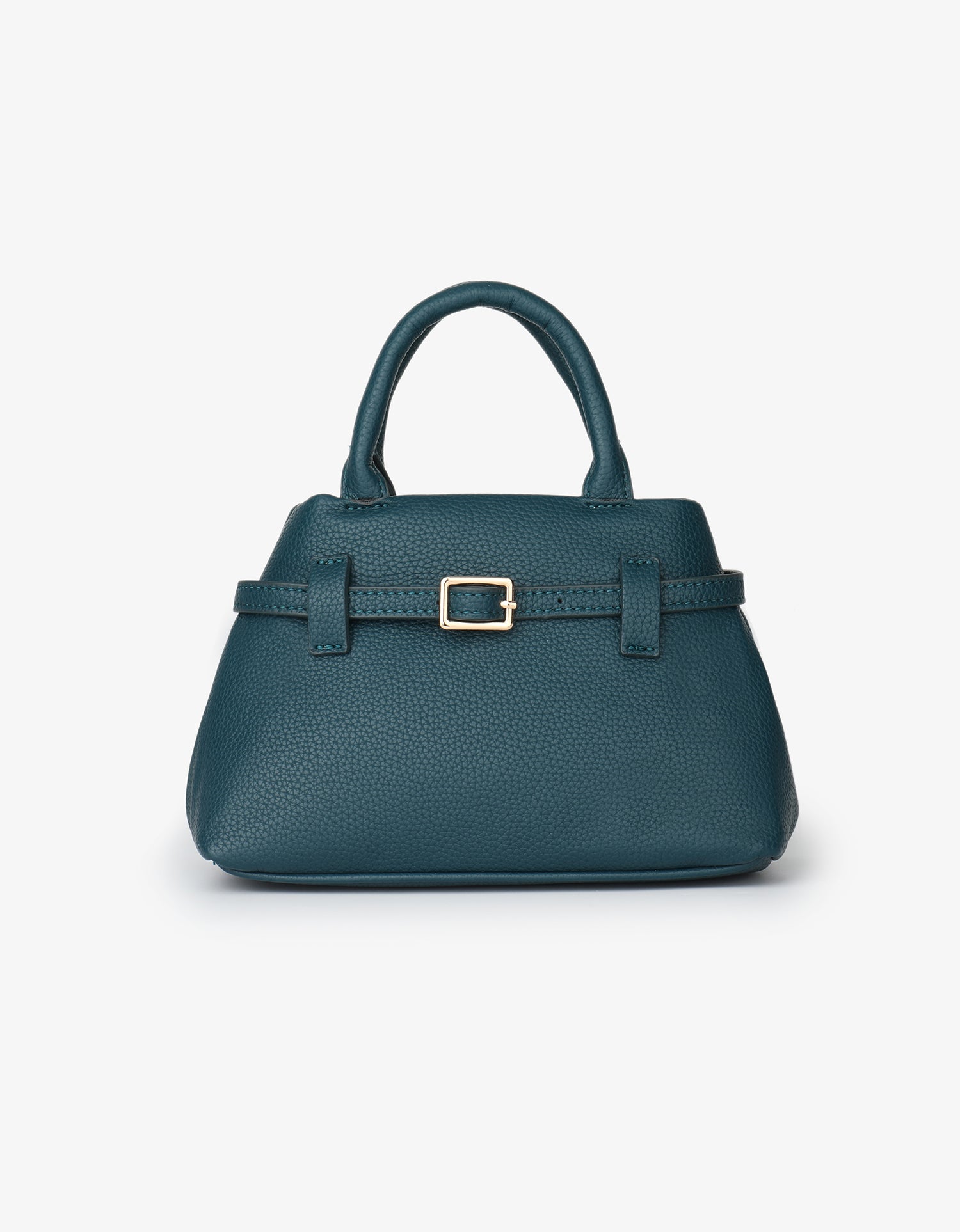 Teal handbag with a gold buckle_Remi and Reid