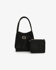 HOLLACE MINI TOTE FAUX SUEDE BUCKLE BLACK