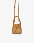 HOLLACE MINI TOTE FAUX SUEDE BUCKLE CAMEL