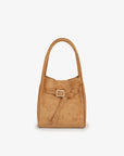 HOLLACE MINI TOTE FAUX SUEDE BUCKLE CAMEL