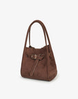 HOLLACE MINI TOTE FAUX SUEDE BUCKLE CHOCOLATE