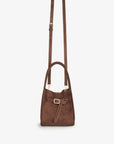 HOLLACE MINI TOTE FAUX SUEDE BUCKLE CHOCOLATE