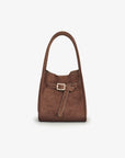 HOLLACE MINI TOTE FAUX SUEDE BUCKLE CHOCOLATE
