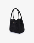 HOLLACE MINI TOTE FAUX SUEDE CROC BUCKLE BLACK