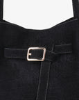 HOLLACE MINI TOTE FAUX SUEDE CROC BUCKLE BLACK