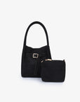 HOLLACE MINI TOTE FAUX SUEDE CROC BUCKLE BLACK