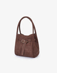 HOLLACE MINI TOTE FAUX SUEDE CROC BUCKLE CHOCOLATE