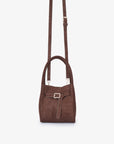 HOLLACE MINI TOTE FAUX SUEDE CROC BUCKLE CHOCOLATE