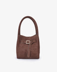 HOLLACE MINI TOTE FAUX SUEDE CROC BUCKLE CHOCOLATE