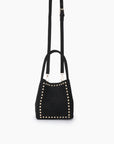 HOLLACE MINI  TOTE STUDDED FAUX SUEDE BLACK