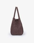HOLLACE MINI TOTE WOVEN FAUX SUEDE CHOCOLATE