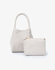 HOLLACE MINI TOTE WOVEN FAUX SUEDE CREAM