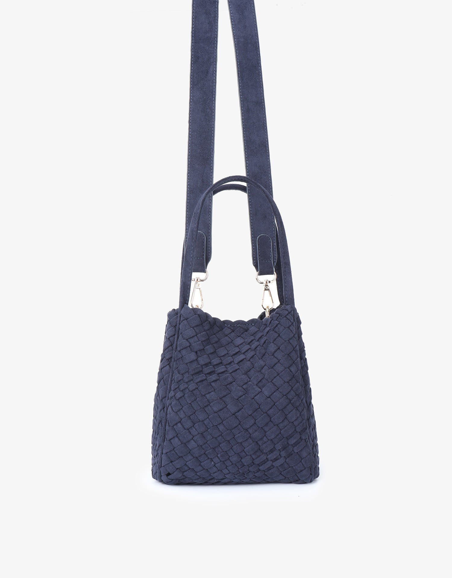 HOLLACE MINI TOTE WOVEN FAUX SUEDE NAVY