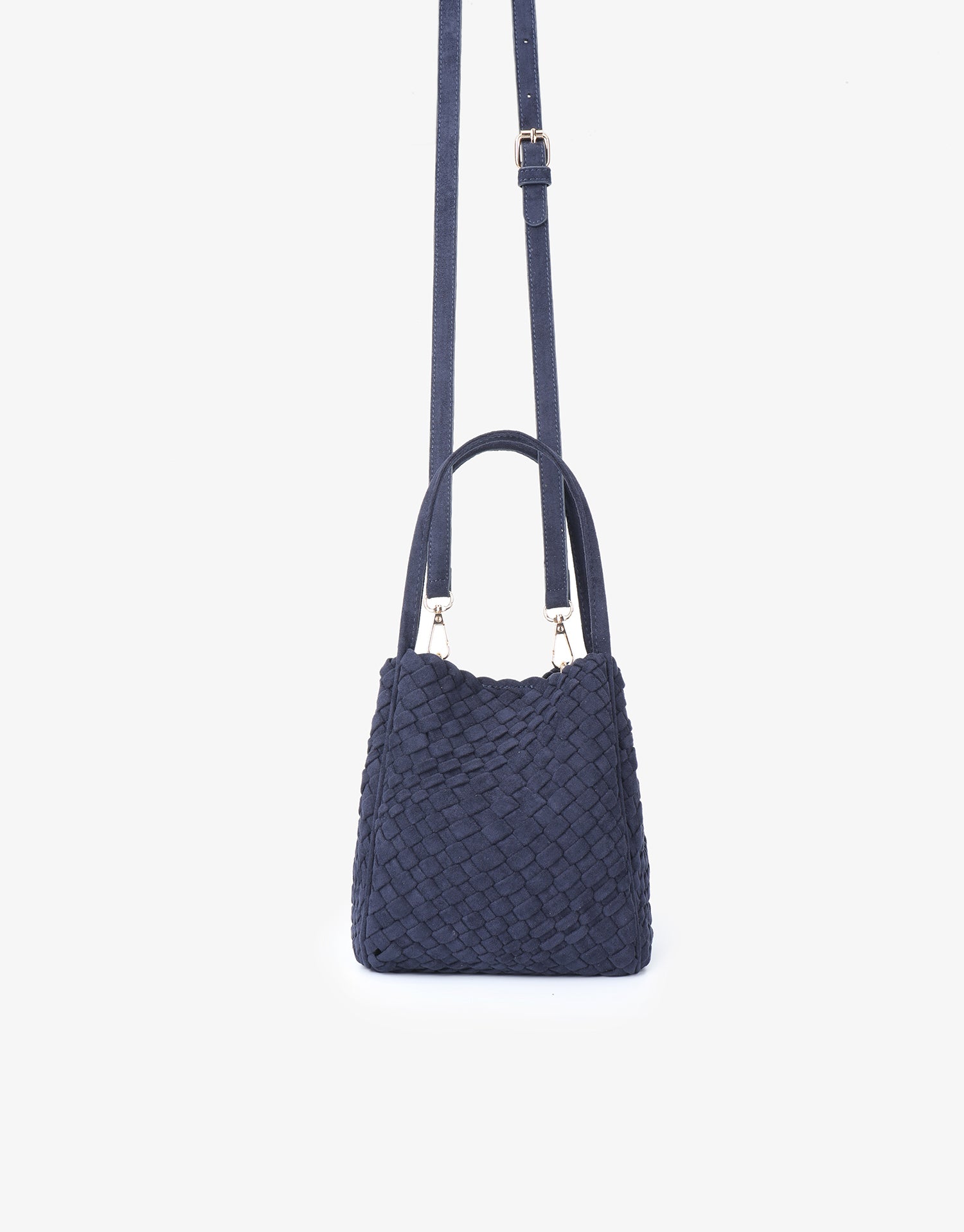 HOLLACE MINI TOTE WOVEN FAUX SUEDE NAVY