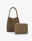 HOLLACE MINI TOTE WOVEN FAUX SUEDE OLIVE