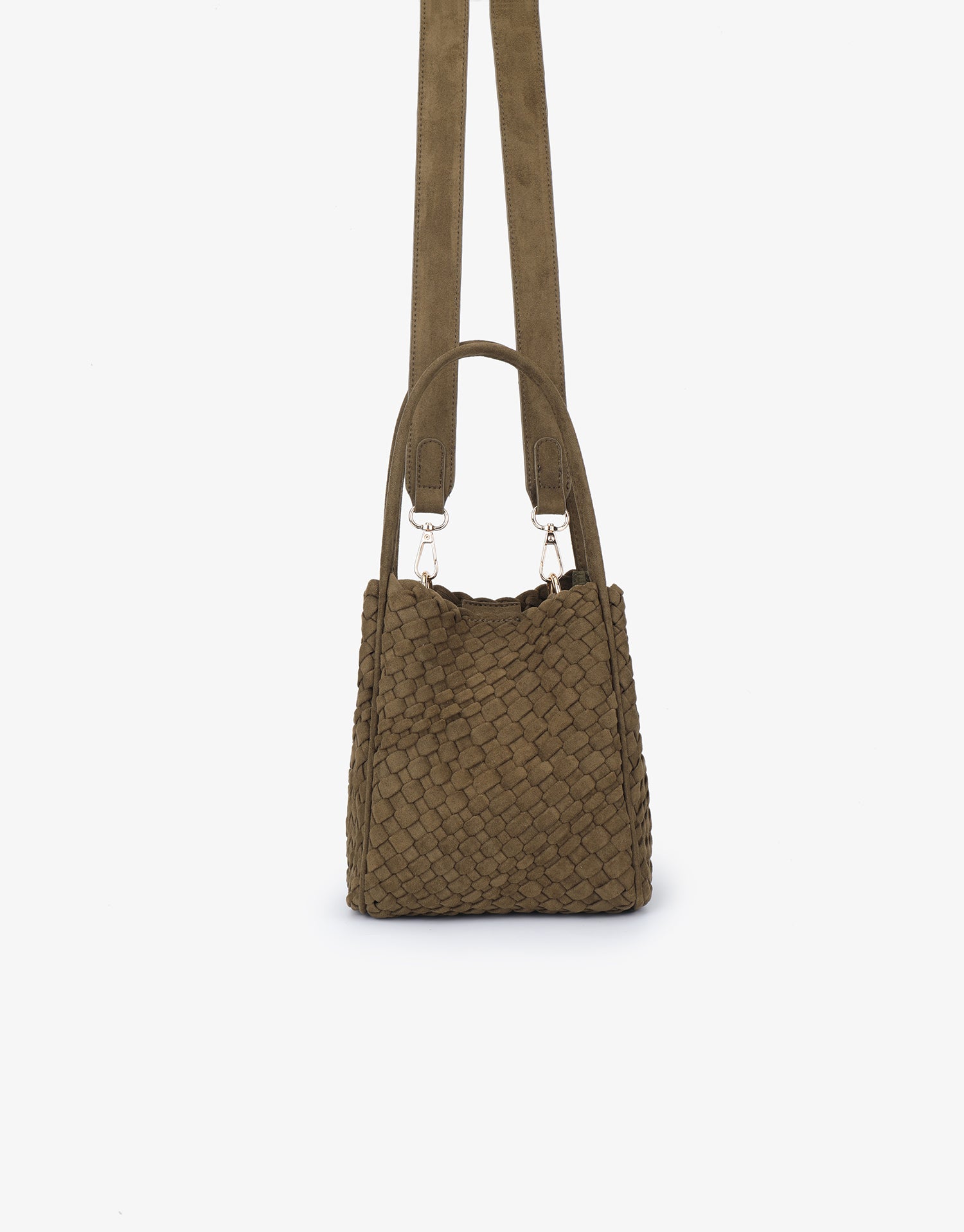 HOLLACE MINI TOTE WOVEN FAUX SUEDE OLIVE