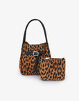 HOLLACE MINI  TOTE SUEDE WITH BUCKLE LEOPARD