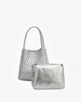 HOLLACE MINI TOTE WOVEN HI SHINE SILVER