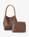 HOLLACE MINI TOTE CANVAS CONTRAST PIPING ESPRESSO/BROWN