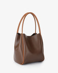 HOLLACE MINI TOTE CANVAS CONTRAST PIPING ESPRESSO/BROWN
