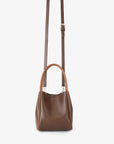 HOLLACE MINI TOTE CANVAS CONTRAST PIPING ESPRESSO/BROWN