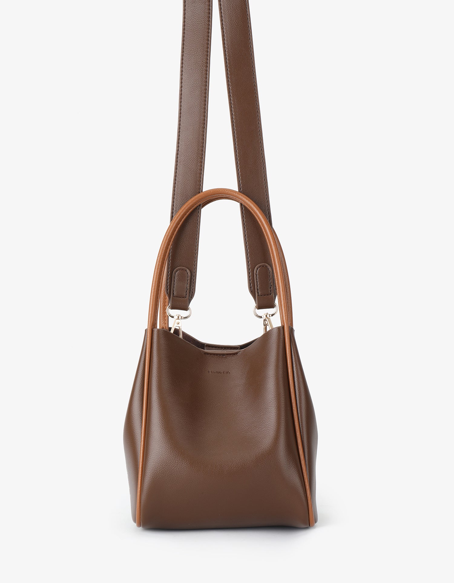 HOLLACE MINI TOTE CANVAS CONTRAST PIPING ESPRESSO/BROWN