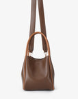 HOLLACE MINI TOTE CANVAS CONTRAST PIPING ESPRESSO/BROWN