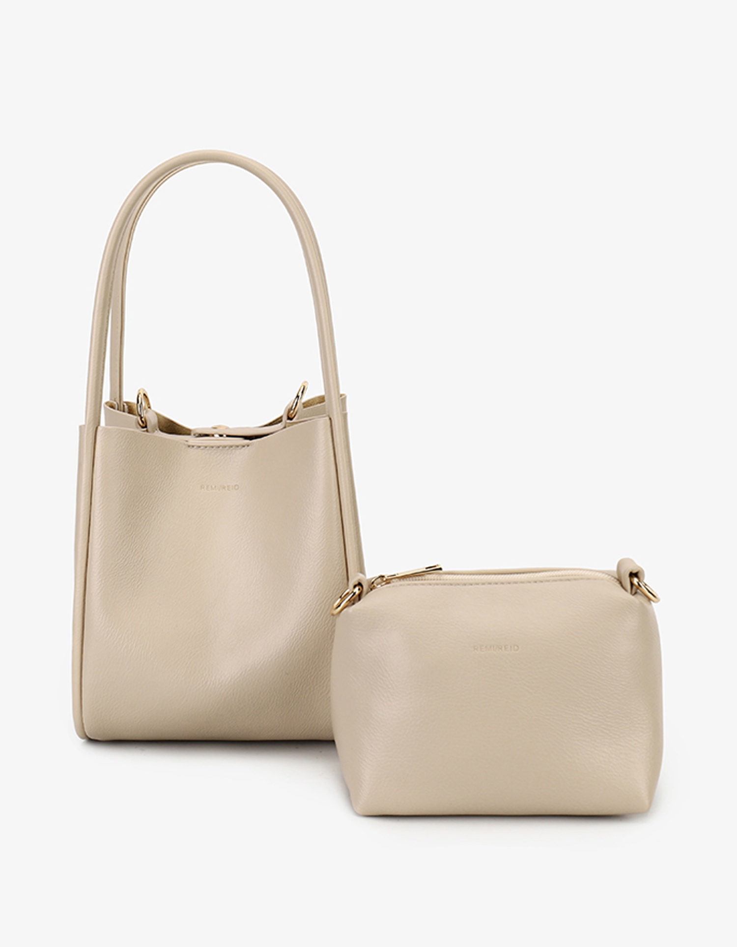 Hollace mini tote in cream with matching pouch by Remi and Reid.