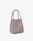 HOLLACE MINI TOTE WOVEN FAUX SUEDE DARK TAUPE