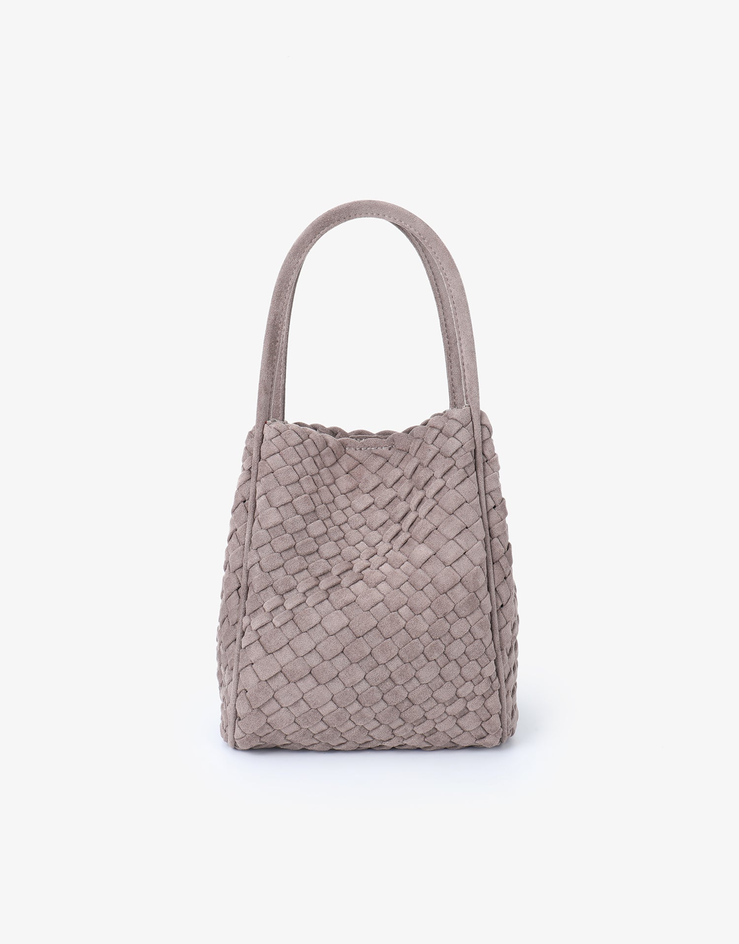 HOLLACE MINI TOTE WOVEN FAUX SUEDE DARK TAUPE