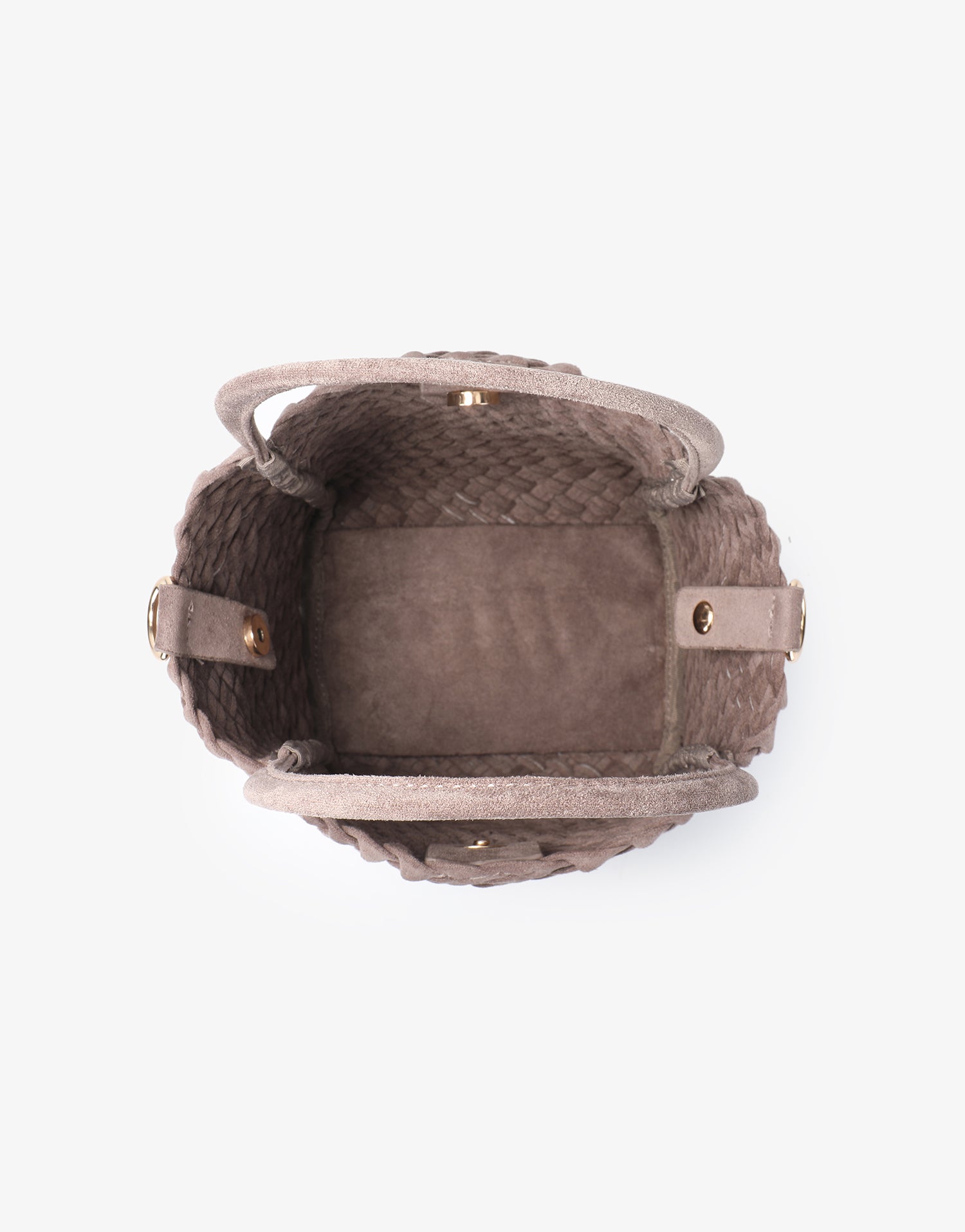 HOLLACE MINI TOTE WOVEN FAUX SUEDE DARK TAUPE