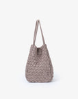 HOLLACE MINI TOTE WOVEN FAUX SUEDE DARK TAUPE