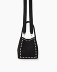 Black mini faux suede handbag with shoulder strap_Remi and Reid