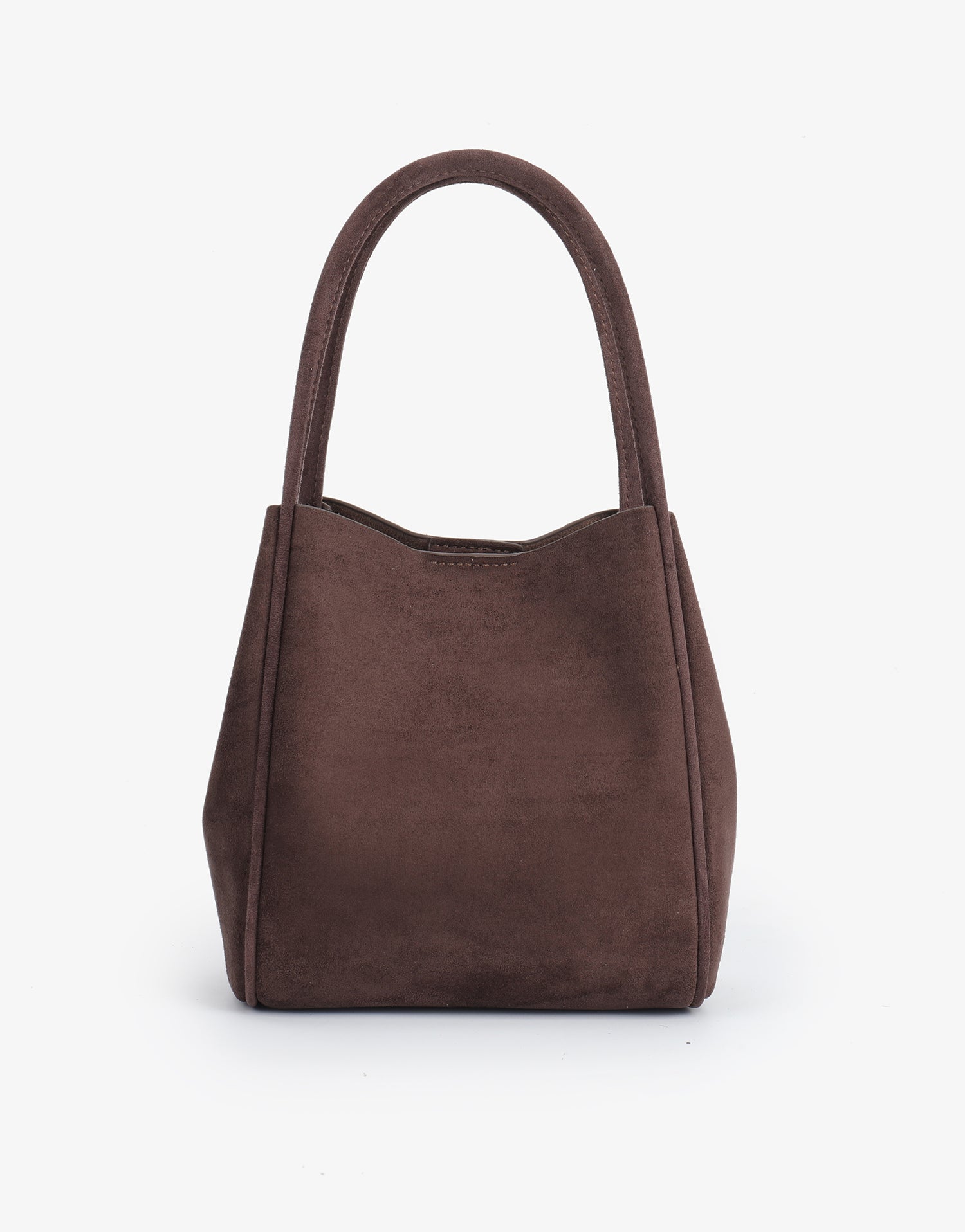 HOLLACE MINI TOTE STUDDED FAUX SUEDE CHOCOLATE – REMI/REID